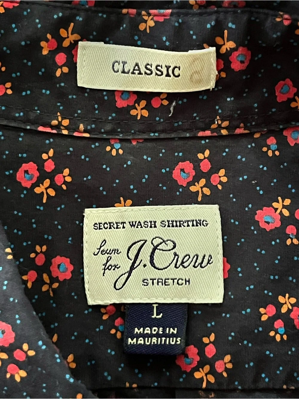 J. Crew Men's Floral Button Up Shirt Size Large Secret Wash Short Sleeve Cotton